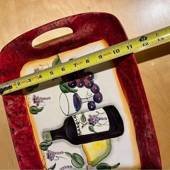 Mediterranea Le Ceramiche Rectangular Tray Wine Grapes Serving Party Charcuterie - Picture 7 of 10